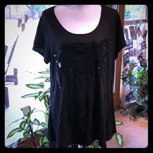 Rock & Republic Sequin Noir Drapeback Tee! NWOT!